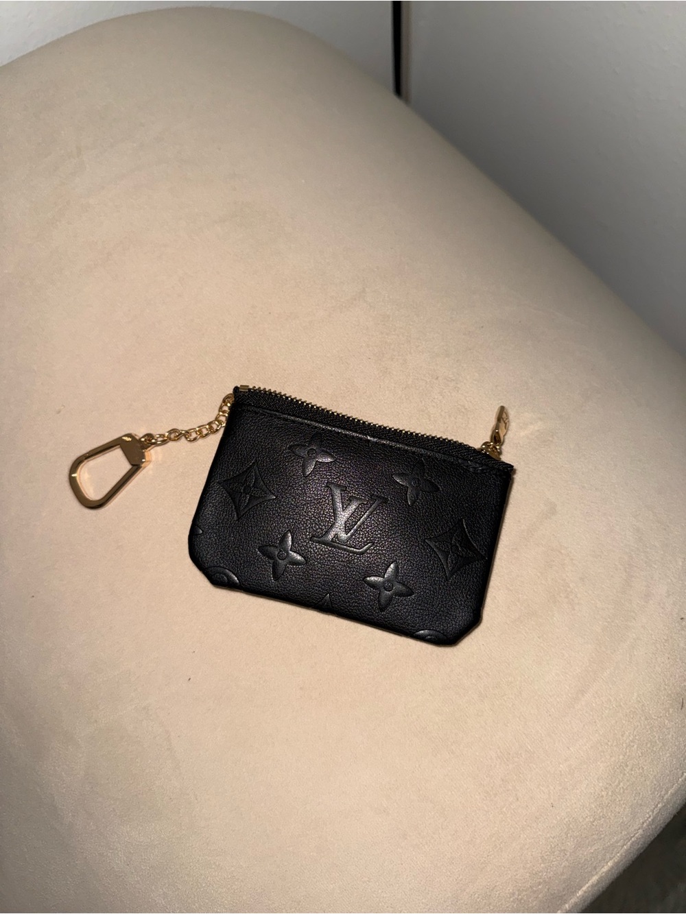 Louis Vuitton Black Monogram Embossed Leather Key Pouch with Gold Hardware